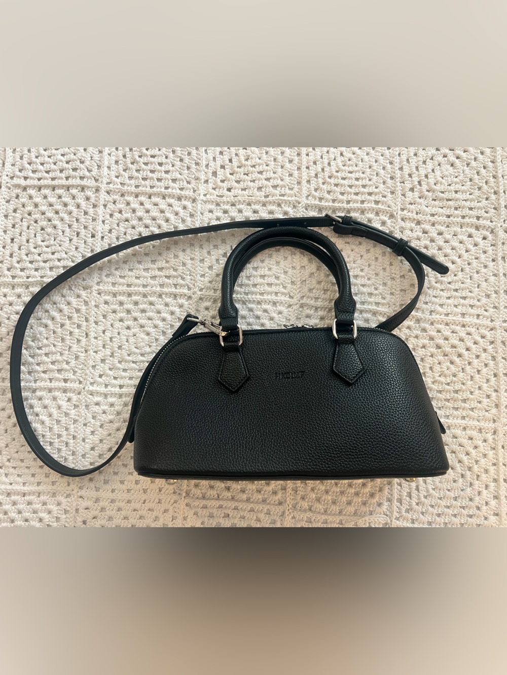 HKCLUF Black Adjustable Strap Bag Vegan Leather New - Picture 6 of 8